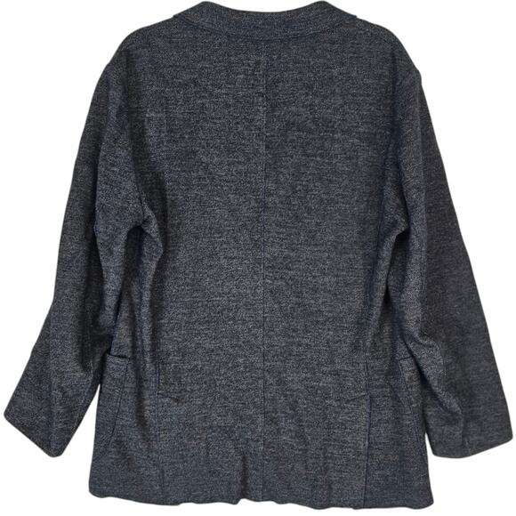 Bugatchi Men's Relaxed Knit Sweater Blazer Heather Charcoal Blue Cotton Wool 44 - Picture 2 of 8